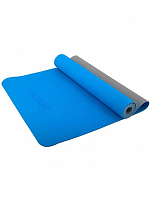 Коврик для йоги STARFIT 173x61x0,4 см, синий/серый